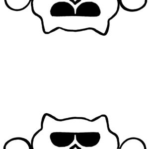 Dessin de deux chats qui montrent le bout de leur tête