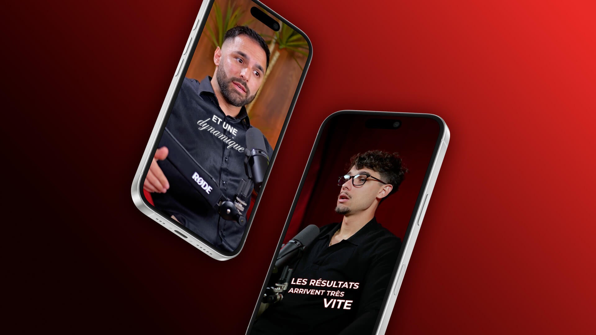 Montage photo avec 2 téléphones qui lisent 2 réels en même temps